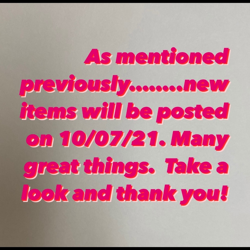Posting new items starting 10/07/21